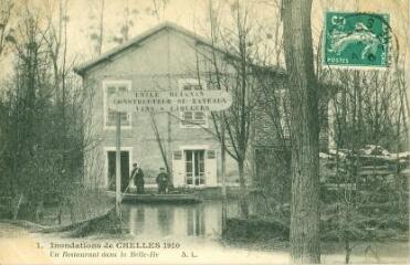 1 vue  - Les inondations de 1910 Chelles - Un Restaurant dans la Belle-Ile (ouvre la visionneuse)