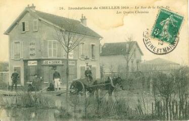 1 vue  - Les inondations de 1910 Chelles - La rue de la Belle-Ile - Les Quatre Chemins (ouvre la visionneuse)
