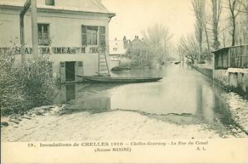 1 vue  - Les inondations de 1910 Chelles - Chelles-Gournay - La Rue du Canal (Maison MAXIME) (ouvre la visionneuse)