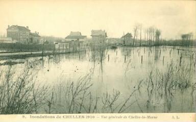 1 vue  - Les inondations de 1910 Chelles - Vue générale de Chelles-la-Marne (ouvre la visionneuse)